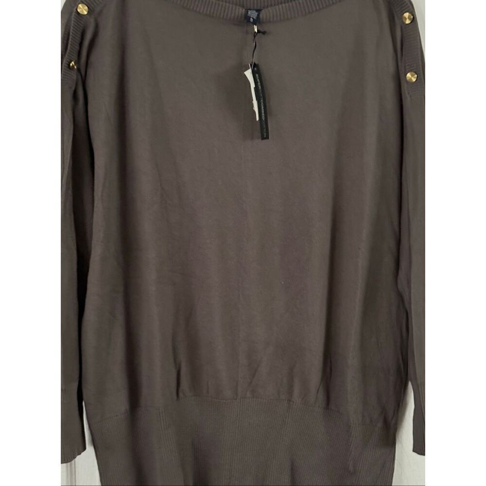 Womens GAP Sweater Pullover Boat Neck Gold Color Buttons Accent